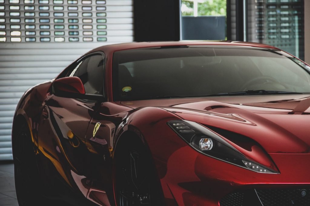 a red car with tint windows